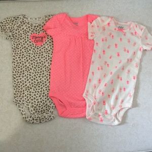 Carter’s Baby Girl 6-12 Mos Onsies Lot of 3